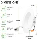 Sunco Lighting 12 Pack 5/6 Inch LED Recessed Downlight, Baffle Trim, Dimmable, 13W=75W, 5000K Daylight, 1050 LM, Damp Rated, Simple Retrofit Installation - UL + Energy Star