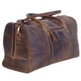 KomalC 24 Inch Leather Duffel Bags for Men and Women Full Grain Leather Travel Overnight Weekend Leather Bags Sports Gym Duffel for Men (Brown Distressed Tan)