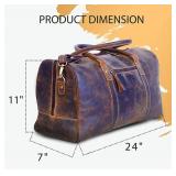 KomalC 24 Inch Leather Duffel Bags for Men and Women Full Grain Leather Travel Overnight Weekend Leather Bags Sports Gym Duffel for Men (Brown Distressed Tan)