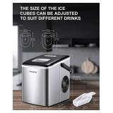 Ice Maker Countertop, Portable Compact Ice Machine, 9 Ice Cubes in 6 Minutes, 26lb Ice Cubes in 24 Hours with Ice Scoop and Basket for for Home/Kitchen/Office/Bar