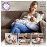 Boppy Nursing Pillow and PositionerOriginal | Gray Taupe Watercolor Leaves | Breastfeeding, Bottle Feeding, Baby Support | with Removable Cotton Blend Cover | Awake-Time Support