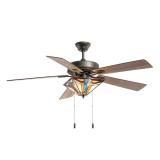 52" 5-Blade LED Maxwell Mission Stained Glass Lighted Ceiling Fan - River of Goods -Retail $219.99