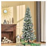 Artificial Snow Flocked Christmas Tree Unlit CM22872 6ft Retail: $109.99