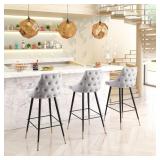 Piccolo Bar Chair Gray Velvet (Single Chair) -Retail $314.99