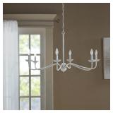 Hampton Hill - Brighton 6-Light Farmhouse Chandelier - Distressed White - Retail:$317.99
