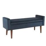 Carson Carrington - Hamn Velvet Storage Bench - Dark Navy -  Retail:$229.98