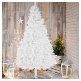 White Artificial Snow Flocked Christmas Tree - 8ft Full Tree /With Metal Stand - Retail:$229.99