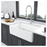 Lordear 33 Inch Fireclay Farmhouse Kitchen Sink - Single Bowl Sink - Retail: $449.99
