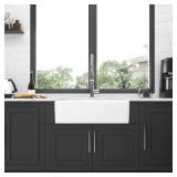 Lordear 33 Inch Fireclay Farmhouse Kitchen Sink - Single Bowl Sink - Retail: $449.99