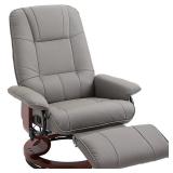 HomCom - Faux Leather Adjustable Manual Swivel Base Recliner Chair with Footrest - Retail:$431.99