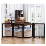 SPIRICH 96-inch Extra Wide 30-inches Tall Dog gate with Door Walk Through(Espresso) - Retail $111.62