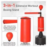 Soozier Freestanding Boxing Punch Bag Stand with Rotating Flexible Arm, Speed Ball, Waterable Base Retail:$262.49