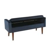 Carson Carrington - Hamn Velvet Storage Bench - Dark Navy -  Retail:$229.98
