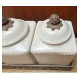 Heavy Fancy Kitchen Canister Set with Metal Holder