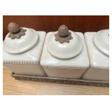 Heavy Fancy Kitchen Canister Set with Metal Holder