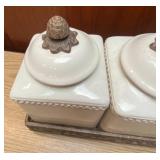 Heavy Fancy Kitchen Canister Set with Metal Holder