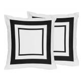 sweet jojo designs white and black hotel decorative accent throw pillow (set of 2)