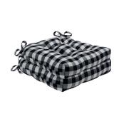 Achim Buffalo Check Polyester/Cotton Tufted Chair Seat Cushions - Black/White - Set of Two