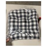 Achim Buffalo Check Polyester/Cotton Tufted Chair Seat Cushions - Black/White - Set of Two