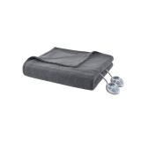 Serta Full Ribbed Microfleece Electric Bed Blanket Gray