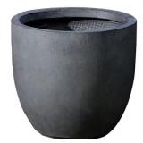 LuxenHome Medium Round Stone Fiberclay Planter, Gray