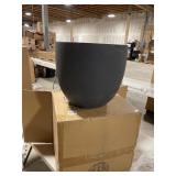 LuxenHome Medium Round Stone Fiberclay Planter, Gray