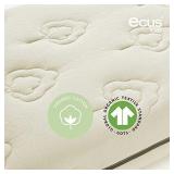 Organic - Crib Mattress by Ecus Kids Made with GOTS Certified Ecological Cotton  2-Stage Firmness, Breathable, Non-Toxic, Standard Size Design FDA Listed Product