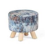 Adeco Modern Round Padded Upholstered Ottoman Footrest Stool