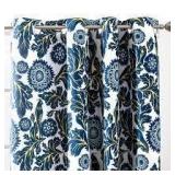 Porch & Den Eyres Floral And Bird Thermal Lined Blackout Navy 52in Width X 63in L