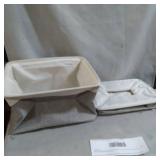FABRIC STORAGE BASKETS FOR SHELVES 2PACK , LARGE COLLAPSIBLE STORAGE BASKETS FOR ORGANIZING, DECORATIVE BASKETS BIN SETS W/ HANDLES , WHITE & GREY, 15X 11X9.5IN