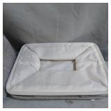 FABRIC STORAGE BASKETS FOR SHELVES 2PACK , LARGE COLLAPSIBLE STORAGE BASKETS FOR ORGANIZING, DECORATIVE BASKETS BIN SETS W/ HANDLES , WHITE & GREY, 15X 11X9.5IN