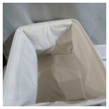 FABRIC STORAGE BASKETS FOR SHELVES 2PACK , LARGE COLLAPSIBLE STORAGE BASKETS FOR ORGANIZING, DECORATIVE BASKETS BIN SETS W/ HANDLES , WHITE & GREY, 15X 11X9.5IN