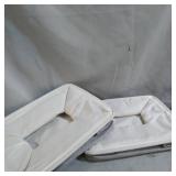 FABRIC STORAGE BASKETS FOR SHELVES 2PACK , LARGE COLLAPSIBLE STORAGE BASKETS FOR ORGANIZING, DECORATIVE BASKETS BIN SETS W/ HANDLES , WHITE & GREY, 15X 11X9.5IN