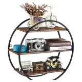 TFER ROUND WALL SHELF , 17.72IN L X 5.12IN W X 17.72IN H, METAL&WOOD