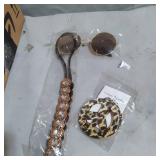 AMAZON XXL HIPPIES VEST T-SHIRT W/ GLASSES / EARRINGS/ HEADBAND,- BROWN