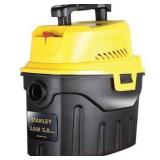 Stanley 3 Gallon Wet Dry Vacuum, 3 Peak HP Poly 2 in 1 Shop Vac with Powerful Suction, Multifunctional Shop Vacuum Car Vacuum W/ 3 Horsepower Motor for Auto Detailing, Tight Space Garage,Van,Vehicle