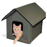 OUTDOOR KITTY HOUSE, 18 X 22 X 17IN , UNHEATED , - OLIVE, ITEM 3990