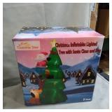 TWINKLE STAR CHRISTMAS INFLATABLE LIGHTED XMAS TREE W/ SANTA CLAUS & DOG, 7FT