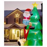 TWINKLE STAR CHRISTMAS INFLATABLE LIGHTED XMAS TREE W/ SANTA CLAUS & DOG, 7FT