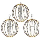 Elf Logic - Outdoor Led 16" Light Balls 3 Pack Hanging Tree Globe Light - Out...