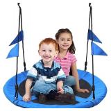 TAKE ME AWAY SAUCER TREE SWING SEAT FOR KIDSW/ STRAPS , 40IN, ADJUSTABLE MULTI STRAND ROPES