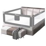 SINGYOO Bed Rails for Toddlers- New Upgraded Extra Long Bed Guardrail Full Size Baby Bedrail for Children Fit for Twin Queen & King Size Bed Mattress one Piece (Grey, 75"(L) x 30"(H))
