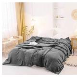 Extra Large Blanket 120 x 120 Inches Lightweight Soft Smooth Big Grey Flannel Blanket 10