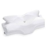 Elviros Cervical Memory Foam Pillow, Contour Pillows for Neck and Shoulder Pain, Ergonomic Orthopedic Sleeping Neck Contoured Support Pillow for Side Sleepers, Back and Stomach Sleepers (White)
