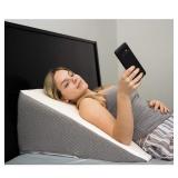 Kolbs Bed Wedge Pillow with Memory Foam Top Stylish Chic Jacquard Cover Wedge Pillow for Sleeping and Acid Reflux, Heartburn, and GERD Pillow â Snoring Pillow