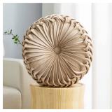 FONORAN Round Throw Pillow, Household 15.7 Round Floor Cushions Pillow, Handmade Pumpkin Velvet Home Decoration Pillow Cushion Sofa Chair Bed Beige