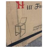 Roundhill Furniture Lotusville Vintage PU Leather Counter Height Stools, Antique Brown, Set of 2