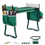 Garden Kneeler and Seat Heavy Duty, Gardening Stool Bench with Kneeling Pad, Folding Garden Stool Multifunctional Kneeler with 2 Tool Bags, Adjustable Belt, Gardening Shears, Great Gardening Gift