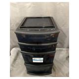 Homz 4 Medium Drawer Cart, Black w/ Tinted Drawers, w/ Wheels, Set of 1