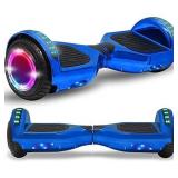 Newest Generation Electric Hoverboard Dual Motors Two Wheels Hoover Board Smart Self Balancing Scooter with Built-in Bluetooth Speaker LED Lights For Adults Kids Gift (Chrome Royal Blue)